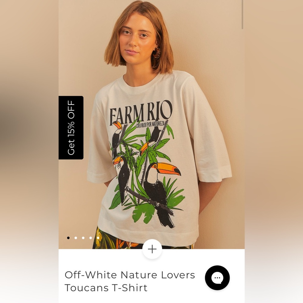 FARM Rio Off-White Nature Lovers Toucans T-Shirt NWT